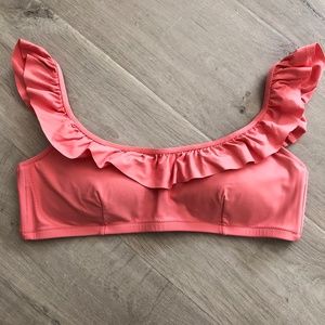 J. Crew Ruffle Bikini Top in Neon Flamingo SzL